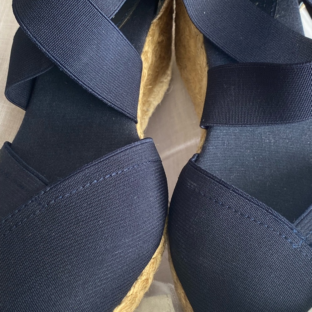 Ralph Lauren Navy and Tan Wedges Espadrilles - Picture 2 of 6